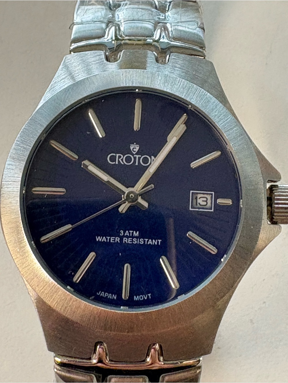 Croton Stainless Steel Bracelet Watch with Blue Dial